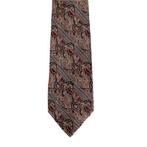 POLO RALPH LAUREN MENS SILK TIE RED BROWN MULTICOLORED DESIGN